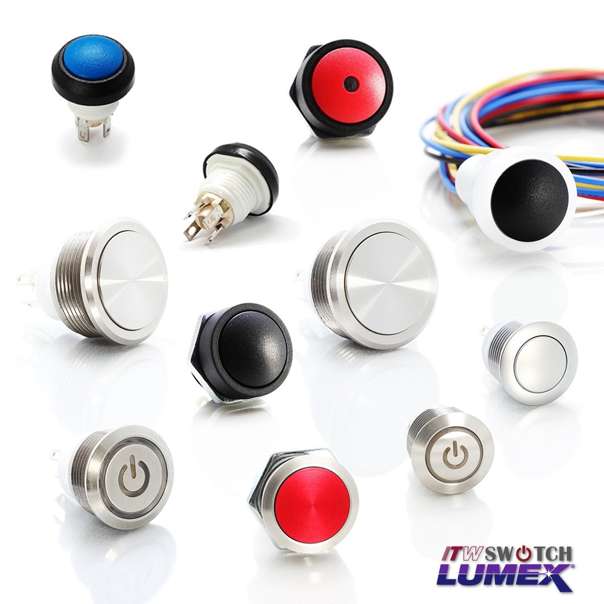 ITW Lumex Switch provides snap action push switches with a high current rating of 5 amps.